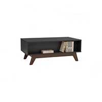 Mesa de Centro Moderna y Duradera de Estilo Clásico en Negro, Marca MANDO, Fabricada con Tablero Laminado, Rectangular, para Sala de Estar, Mueble para el Hogar, 1 Año de Garantía