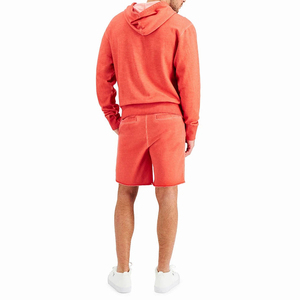 Conjuntos de dos piezas de alta calidad: Sudadera con capucha y pantalones cortos de color liso, corte holgado, lisos, con efecto lavado ácido, para hombre. - Product Image 2