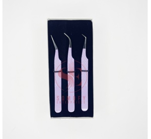 Wholesale Purple Diamond Grip 90 Degree Sustainable Stainless Steel <b>Eyelash</b> Tweezers Volume Tip with Private Logo <b>Applicator</b> - Product Image 2