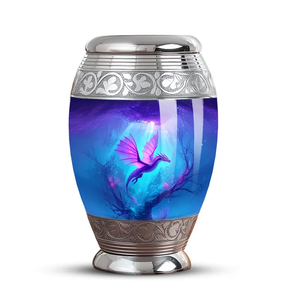 Aluminium Memorial Urn Decorative Cremation Keepsake <b>Vase</b> Purple Dragon Tabletop Ash Cremation Urn with Velvet Bag - Product Image 2