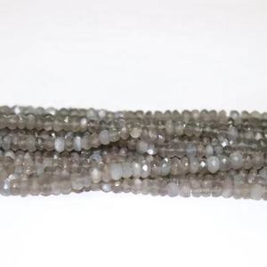 Cuentas facetadas de piedra lunar gris AAA de 3-4 mm, hebras de 13 pulgadas, piedra preciosa natural para la fabricación de joyería a precio de mayoreo. - Product Image 6