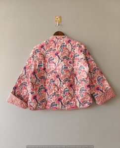 Print Cotton Quilted <b>Kantha</b> <b>Jacket</b>: Reversible Boho Coat - Product Image 4