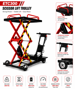 Elevador TAYO con Capacidad de 3 Toneladas, Altura Máxima de 25-72.8 Pulgadas, Accionamiento Hidráulico, Diseño Industrial Rojo y Negro - Product Image 3