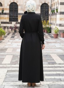 <b>Ladies</b> Modest Full Length Maxi <b>Abaya</b> Plain Long Sleeve Belted Casual Islamic Style Comfortable Breathable Polyester Daily Wear - Product Image 5