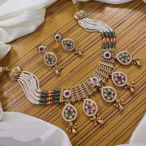 Conjunto de collar de perlas y piedras de Pota chapado en oro Joyería fina 10574084 - Product Image 1