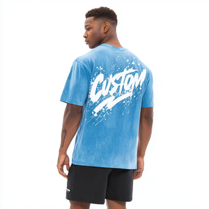 T-shirt personnalisé pour homme, été, uni, manches courtes, haute qualité, 100% coton, impression graphique, impression en relief, col rond - Product Image 2