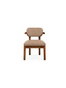 Fauteuil moderne en bois massif avec siège rembourré et dossier incurvé, chaise de salle à manger de style mid-century pour restaurant et mobilier d'hôtel - Product Image 6