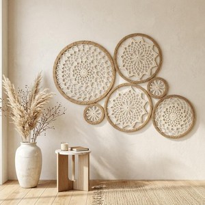 Tapices de Pared de Macramé de Algodón Estilo Bohemio con Patrón Abstracto y Geométrico, Decoración Lavable para el Hogar, para Sala de Estar - Product Image 5