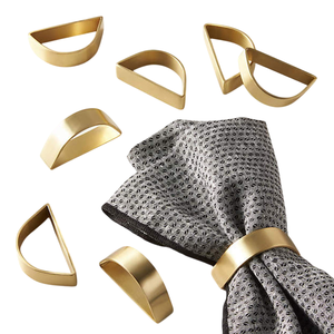 Sparkle Mother of Pearl Brass Napkin Rings for Wedding Event <b>Party</b> <b>Table</b> Settings Decoration Round Shape Napkin Holder - Product Image 2