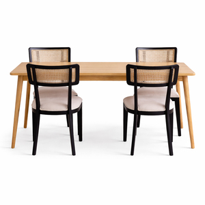 Durable Solid Teak Wood Scandinavian Modern <b>Restaurant</b> Mulyo Dining <b>Set</b> with 4 Chairs Foldable Eco-Friendly Commercial Furniture - Product Image 2