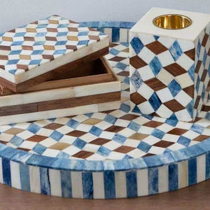 Plateau Feng Shui de Luxe Fait Main Écologique avec Incrustations en Os – Design Décoratif Élégant, Qualité Supérieure pour la Maison et la Cuisine (Idéal pour Servir) - Product Image 1