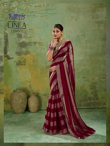 Sari indien ethnique magnifique et élégant avec broderies pour les occasions de fête et de mariage, tenue tendance et chic pour femmes - Product Image 1