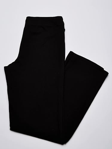 Pantalon de survêtement noir en molleton pour femme, coupe droite, taille élastique, longueur intégrale, uni, décontracté, hiver, polyester/coton - Product Image 2