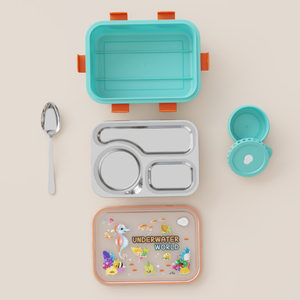 Lonchera Infantil con Tapa Hermética a Prueba de Fugas, Contenedor de Almuerzo de Plástico con 3 Compartimentos, Lonchera Escolar para Niños - Product Image 2