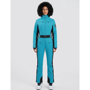 Combinaison de neige unisexe respirante et imperméable pour l'hiver, avec capuche en fourrure, fermeture éclair et ceinture ajustable - Product Image 1