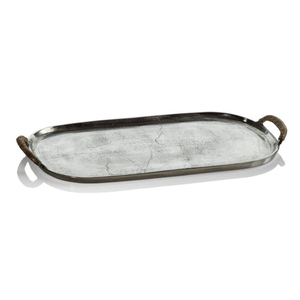 Long Rectangular Silver Aluminium <b>Serving</b> Tray Narrow Metal Food <b>Platter</b> with Cutout Handles for <b>Buffet</b> Hotel - Product Image 5