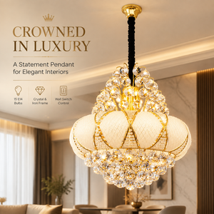 Modern Luxury Crown <b>Crystal</b> <b>Chandelier</b> With Gold Iron Frame And 15 E14 Sockets Adjustable Height For Dining Room - Product Image 2