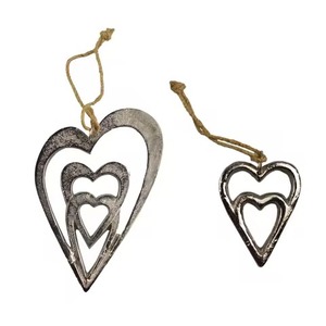 Cutout Heart Metal Christmas <b>Tree</b> <b>Ornament</b> Decorative Holiday Hanging Accent - Product Image 4