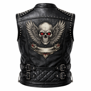 Chaleco de Cuero Genuino Estilo Biker con Tachuelas para Hombre, Invierno, Pedido al por Mayor - Calidad Premium, Fabricante Directo de Chalecos Personalizados OEM - Product Image 2
