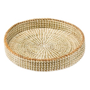 Top Selling Simple Decor Vintage Woven Round Seagrass <b>Serving</b> <b>Tray</b> Handicraft Hand-Woven Handmade in Viet Nam - Product Image 1