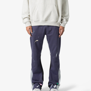Men's Sporty Wide Leg Sweatpants Summer Polyester Cotton Fleece <b>Padded</b> Jogger Baggy Mid Elastic Waist Custom Logo Hip Hop OEM - Product Image 1