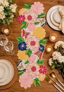 Handcrafted Knitted Polyester/Cotton <b>Table</b> <b>Runner</b> Solid Stripe Design Home & Hotel Decor (13x36 Inch) M S R OVERSEAS - Product Image 2