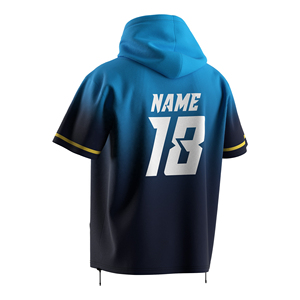 OEM Custom Baseball Hoodie <b>Short</b> <b>Sleeve</b> Polyester Blend Adjustable Hem Sports <b>Sweatshirt</b> for Training - Product Image 4