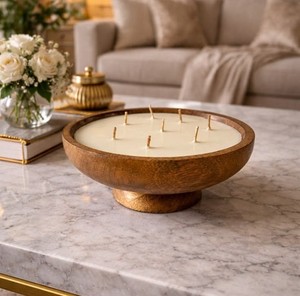 Recipiente para velas hecho a mano con base de madera para el hogar, bodas, festividades, contenedor de alta calidad para velas decorativas para mesas de restaurantes y cafeterías. - Product Image 3