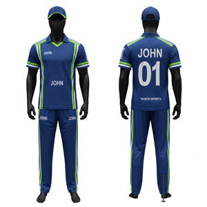 Uniforme de cricket pour hommes en polyester interlock de haute qualité 180 GSM, panneaux latéraux vert néon, tissu respirant, sublimation, logo personnalisé - Product Image 6