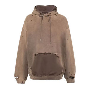 Sweat à capuche oversize délavé et usé pour homme, style streetwear vintage, fabriqué aux États-Unis - Product Image 1
