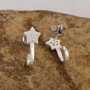2026 Best Selling Women's Star Shape 925 Sterling <b>Silver</b> Fine <b>Stud</b> Earrings Wholesale Cubic Zirconia Gemstone At Reasonable Rate - Product Image 5