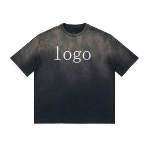 Acid Washed Men's <b>T</b>-<b>shirts</b> Vintage Tee Custom Logo Short Long Length Classic Neck <b>Collar</b> Sun Faded <b>T</b> <b>Shirt</b> - Product Image 1