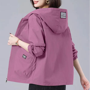 2023 nueva chaqueta de otoño para mujer, cortavientos informal de manga larga, chaqueta Bomber con cremallera y bolsillo con capucha para mujer, prendas de vestir exteriores para mujer- - Product Image 3
