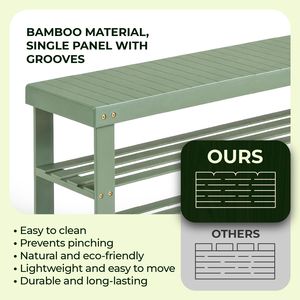 Scarpiera Moderna a 3 Livelli in Bambù 90x28x45 cm Verde Foresta Design Semplice per Ingresso Salvaspazio Legno Plastica Metallo - Product Image 6