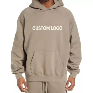 Sweat-shirt à capuche surdimensionné pour homme avec logo personnalisé, couleur unie, décontracté, écologique, poche avant, imprimé, en polaire, pour l'hiver - Product Image 1