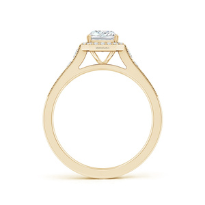 Bague de Mariage de Luxe en Diamant de Laboratoire Certifié IGI, Coupe Radiant, Halo de Diamants, Or 10K 14K 18K, Argent 925 935 - Product Image 3