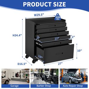 Carrello Portautensili da 87 cm con 6 Cassetti, Armadietto Mobile da Garage Resistente, Design con Tutti i Cassetti per Piccoli Oggetti, Supporto OEM - Product Image 2