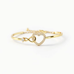 สร้อยข้อมือเพชรทรงอินฟินิตี้แบบเชื่อมต่อกันรุ่น Modern E VS1 สำหรับผู้หญิง พร้อมจี้ห้อยปรับขนาดได้ เพชรแล็บในทองคำบริสุทธิ์ 18K - Product Image 2