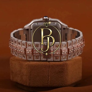 Briva Fully Iced Square Men Arabic Quartz Luxury Diamond Glass Eco-Friendly Stainless Steel Strap Watch 10 <b>Bar</b> Waterproof Date - Product Image 2