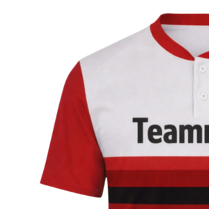 Camiseta de Béisbol Roja Personalizada con Botones y Detalles a Rayas, Número de Jugador y Colores del Equipo Personalizados para Ropa Deportiva Masculina - Product Image 4