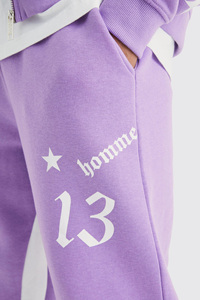 Conjunto Deportivo de Algodón Morado para Hombre, Modelo 2026, Sudadera con Capucha y Pantalones Jogger, Cierre Frontal con Cremallera, Estampado de Letras, Corte Holgado, Estilo Urbano, para Otoño - Product Image 3