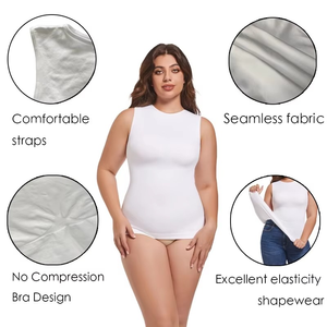 Camiseta sin mangas de punto con cuello redondo para mujer, color blanco, transpirable, informal, de ajuste regular - Product Image 2
