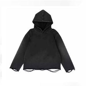 Sweat-shirt en coton lavé surdimensionné pour homme, coupe courte, design découpé, couleur unie, tricoté, style automne - Product Image 6