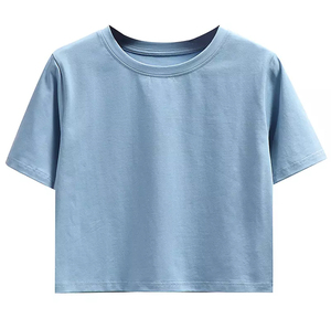 Tops Cortos de Verano para Mujer, Holgados, Casuales, de Manga Corta, Transpirables, de Secado Rápido, Tejido de Punto de Poliéster y Spandex, Pakistán - Product Image 4