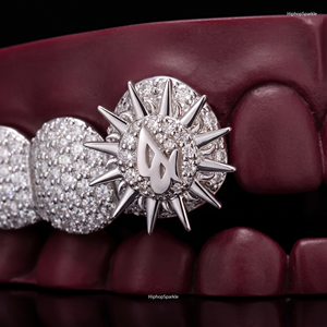 Grillz personnalisés en argent sterling 925 avec diamants Moissanite VVS, capuchons dentaires Hip Hop avec motifs croix et étoile pour hommes - Product Image 2