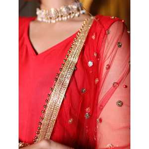 Ensemble de costume en mousseline de soie rouge taille XS Kamya - Product Image 3