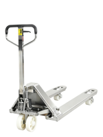 Solutions logistiques des matériaux Certifiées CE/ISO9001, Chariot élévateur manuel à 8 roues en caoutchouc avec fourche en acier galvanisé inoxydable 550x1100 mm