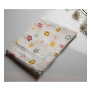 Mousseline florale personnalisée 70% bambou 30% coton couverture pour bébé lit doux Swaddle nouveau-né pur tissu tissé mélangé serviette écharpe - Product Image 1