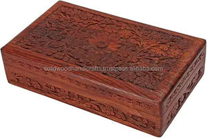 Boîte de rangement de bijoux en bois personnalisée boîtes en bois sculptées boîte à bibelots faite à la main au prix de gros - Product Image 2