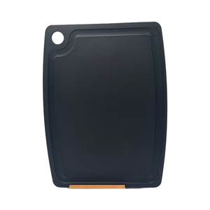 Tabla de cortar de plástico negra con ranura para jugos y orificio para colgar, antideslizante, para preparación de alimentos en la cocina - Product Image 2
